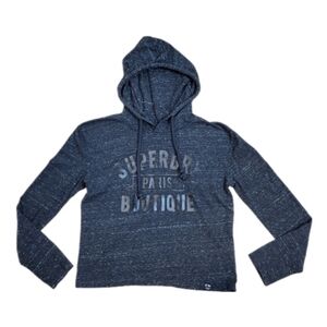 Superdry Women's lightweight charcoal heathered logo hoodie size XS